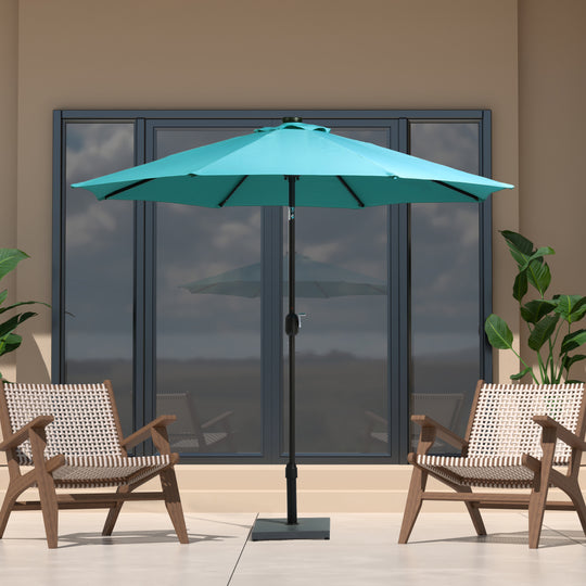 Cyrus 9 ft. Patio Solar Power LED lights Market Umbrella