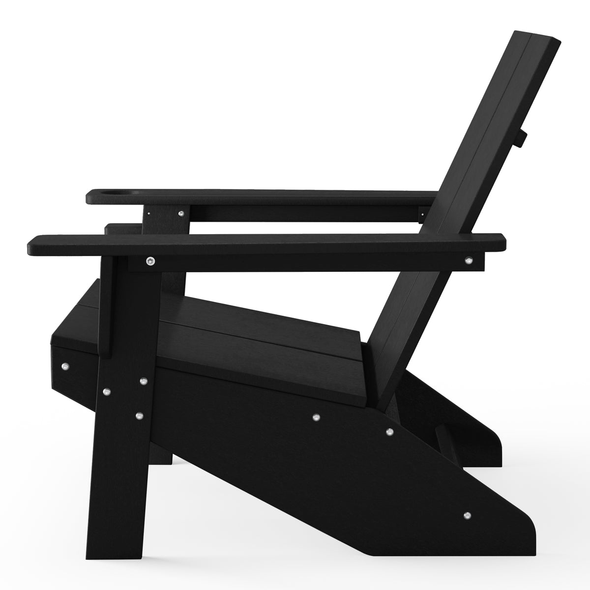 Riviera modern Adirondack chair with cup holder in Black, view 6