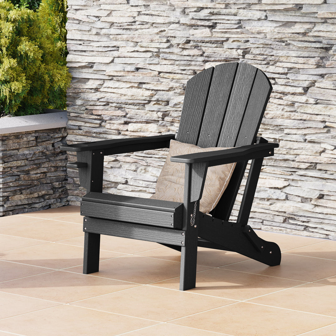 Nantucket Outdoor Patio HDPE Resin Adirondack Chair With Cup Holder and Phone Holder