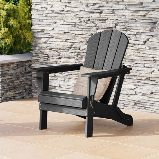 Nantucket Outdoor Patio HDPE Resin Adirondack Chair With Cup Holder and Phone Holder