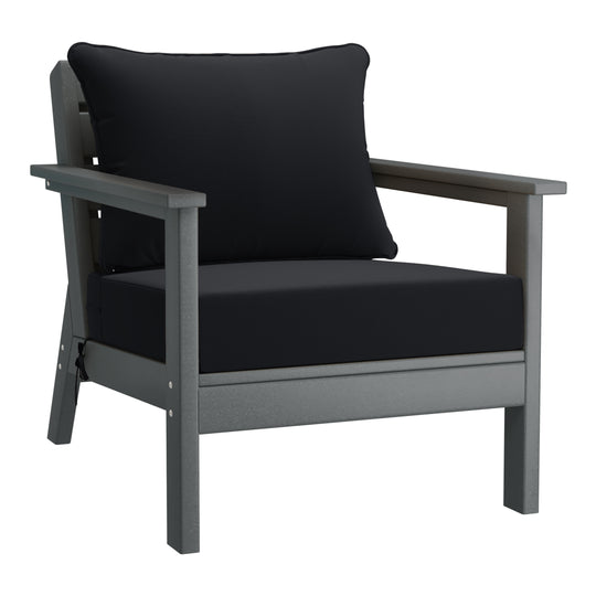 Avalon Outdoor Modern HDPE Patio Club Chairs with Deep Seat Cushions (Set of 2)