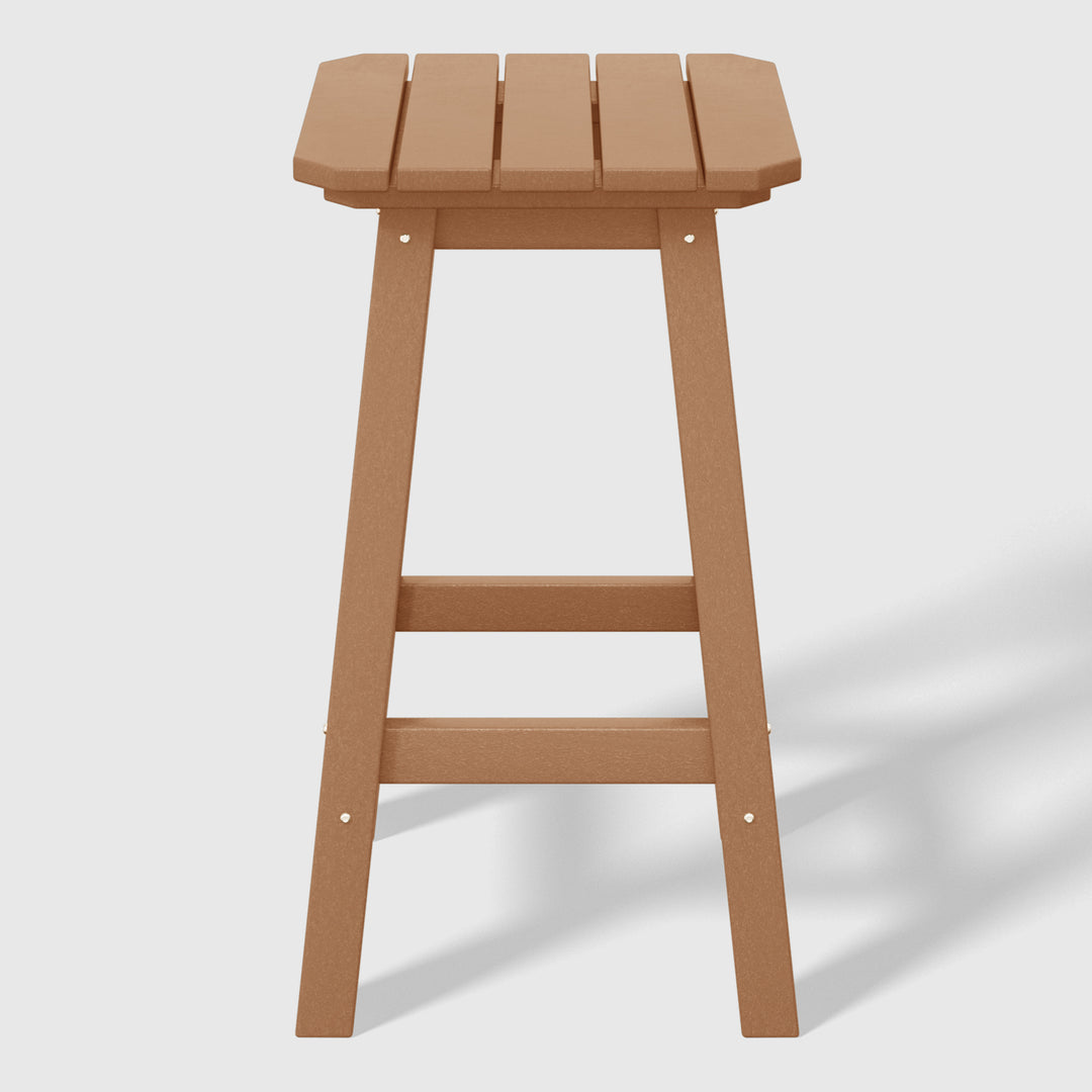 Malibu 24" HDPE Outdoor Patio Counter High Backless Square Bar Stool