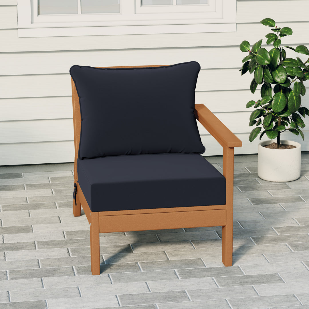 Avalon Outdoor Patio HDPE Right Arm Sectional Corner Club Chair with Patio Cushions
