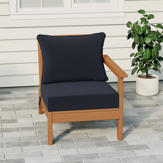 Avalon Outdoor Patio HDPE Right Arm Sectional Corner Club Chair with Patio Cushions