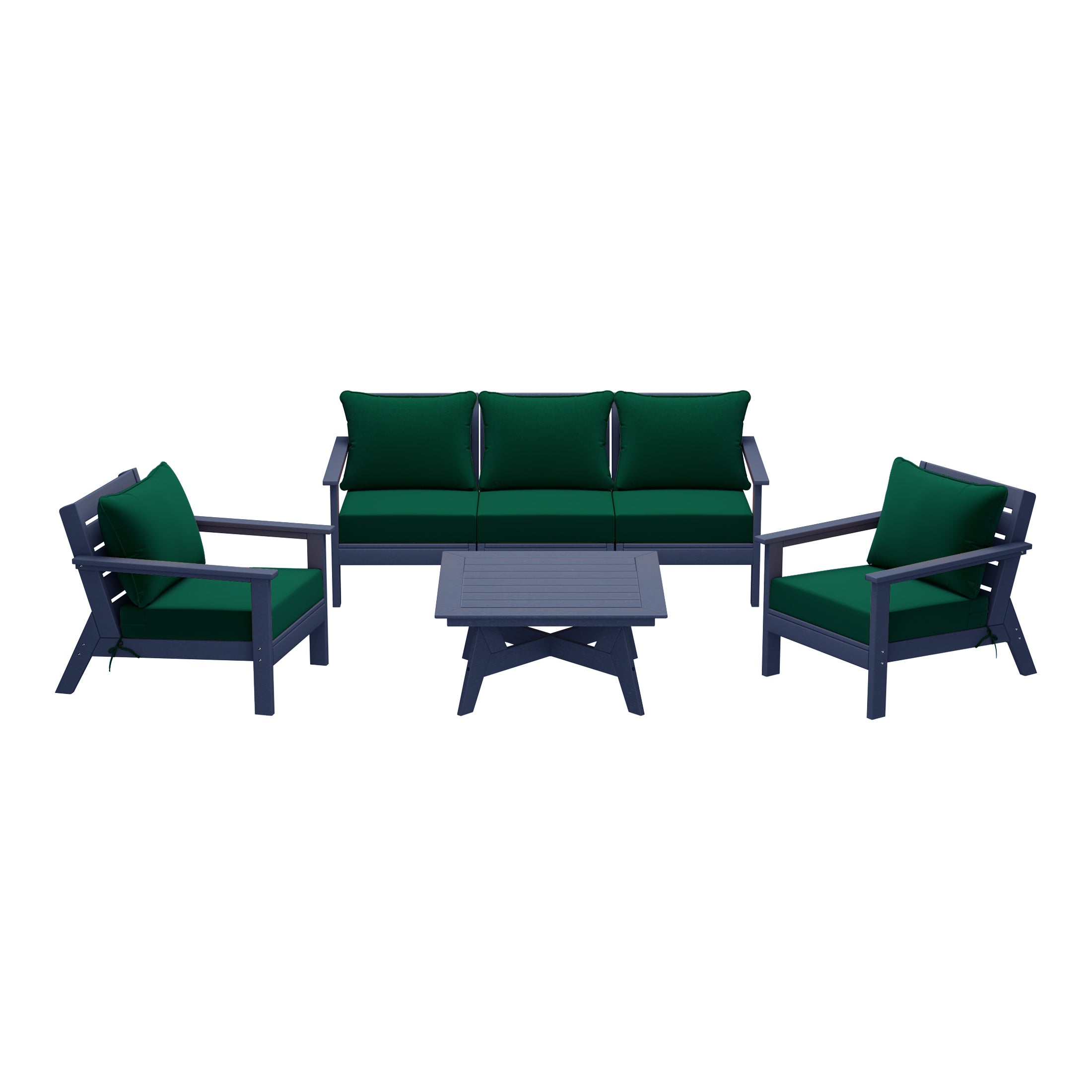 Avalon Outdoor 6-Piece Modular Sectional Patio Furniture Sofa Set in Navy Blue Frame