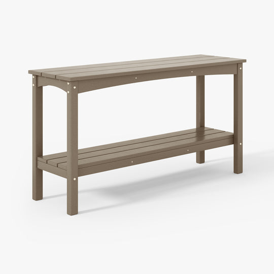 Malibu 55" Outdoor Patio HDPE Adirondack 2-Tier Shelf Console Table