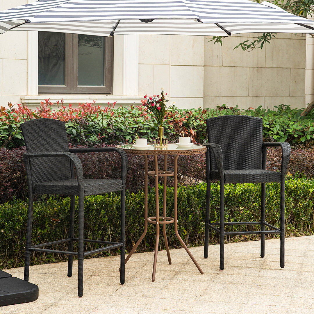Melvi 2 piece set of 47" height all weather outdoor wicker rattan Bar stools