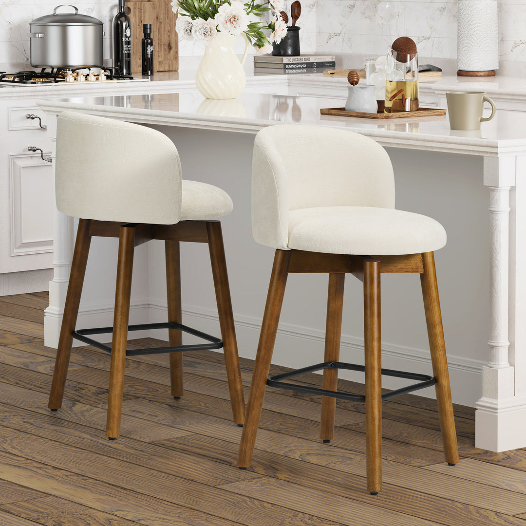 Soho Modern Chenille Upholstered 26" Counter Height Swivel Bar Stools (Set of 2)