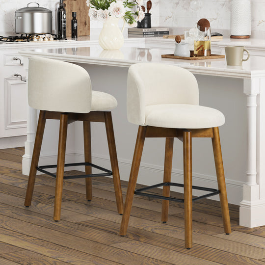 Soho Modern Chenille Upholstered 26" Counter Height Swivel Bar Stools (Set of 2)
