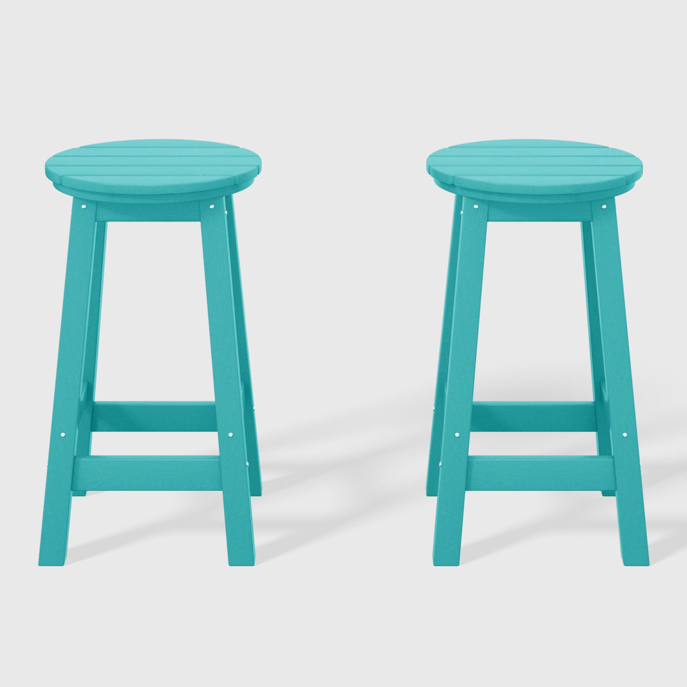Malibu 24" HDPE Outdoor Patio Round Counter Height Bar Stool Set of 2