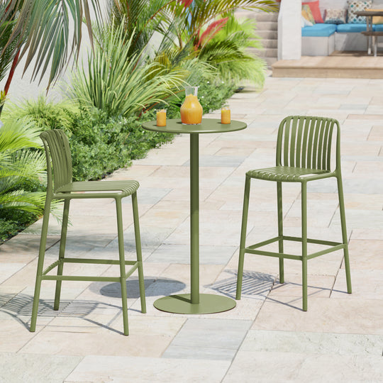 Playa 3-Piece Patio Adjustable Bar Table with Stackable Patio Bar Stools