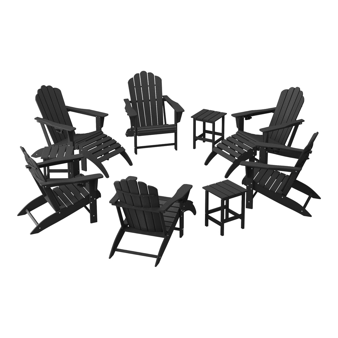 Highland 12-Piece HDPE Outdoor Patio Furniture Adirondack Chair Conversation Table Set