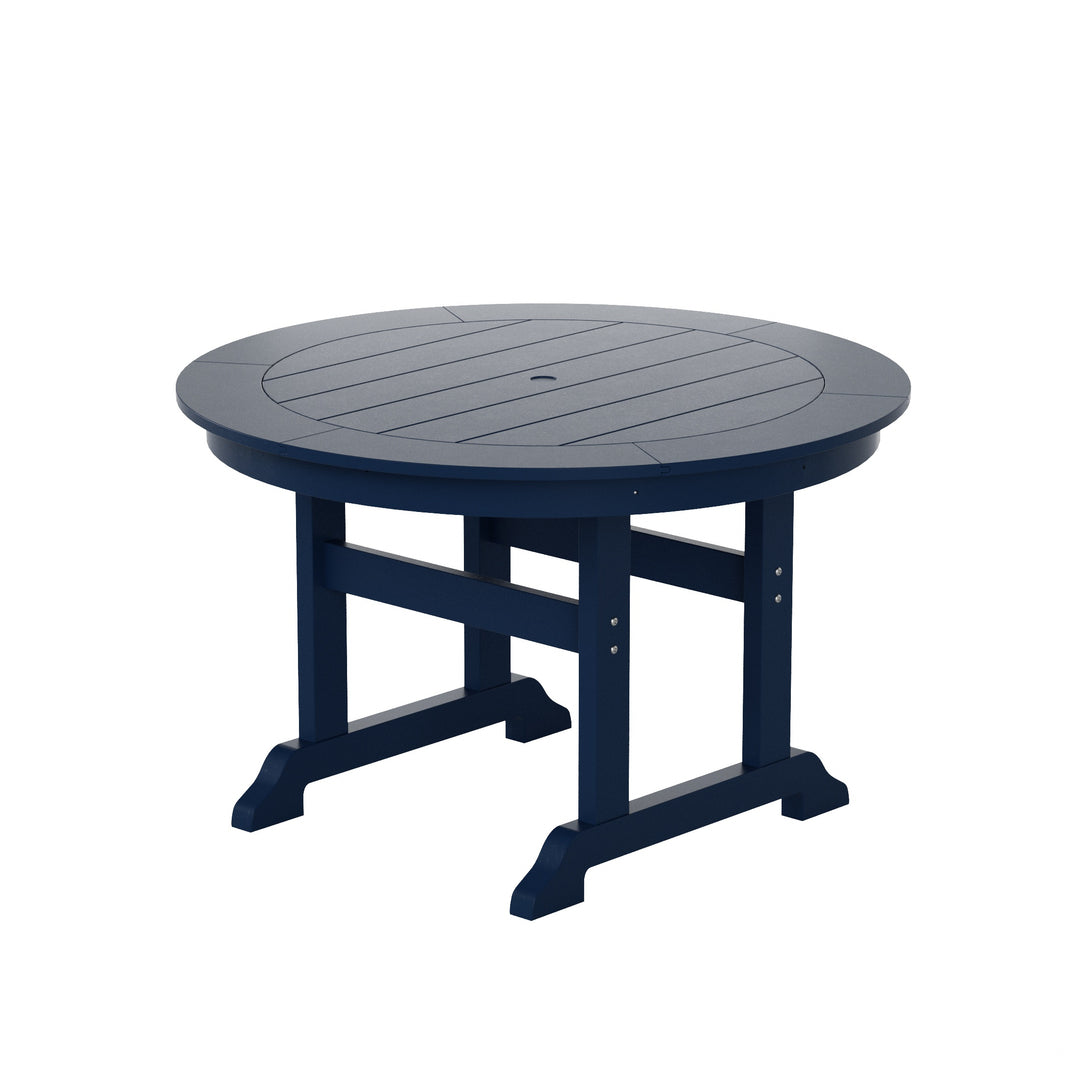 Malibu 5-Piece HDPE Round Patio Dining Table Set with Foldable Chairs