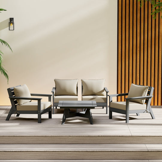 Avalon Outdoor 5-Piece Modular Sectional Patio Furniture Sofa Set