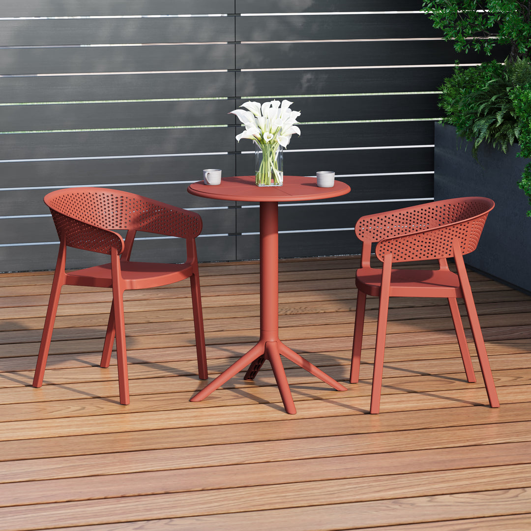 Playa 3-Piece Outdoor Resin Patio Bistro Table Set with Stackable Patio Dining Side Chairs
