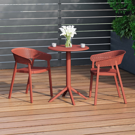Playa 3-Piece Outdoor Resin Patio Bistro Table Set with Stackable Patio Dining Side Chairs