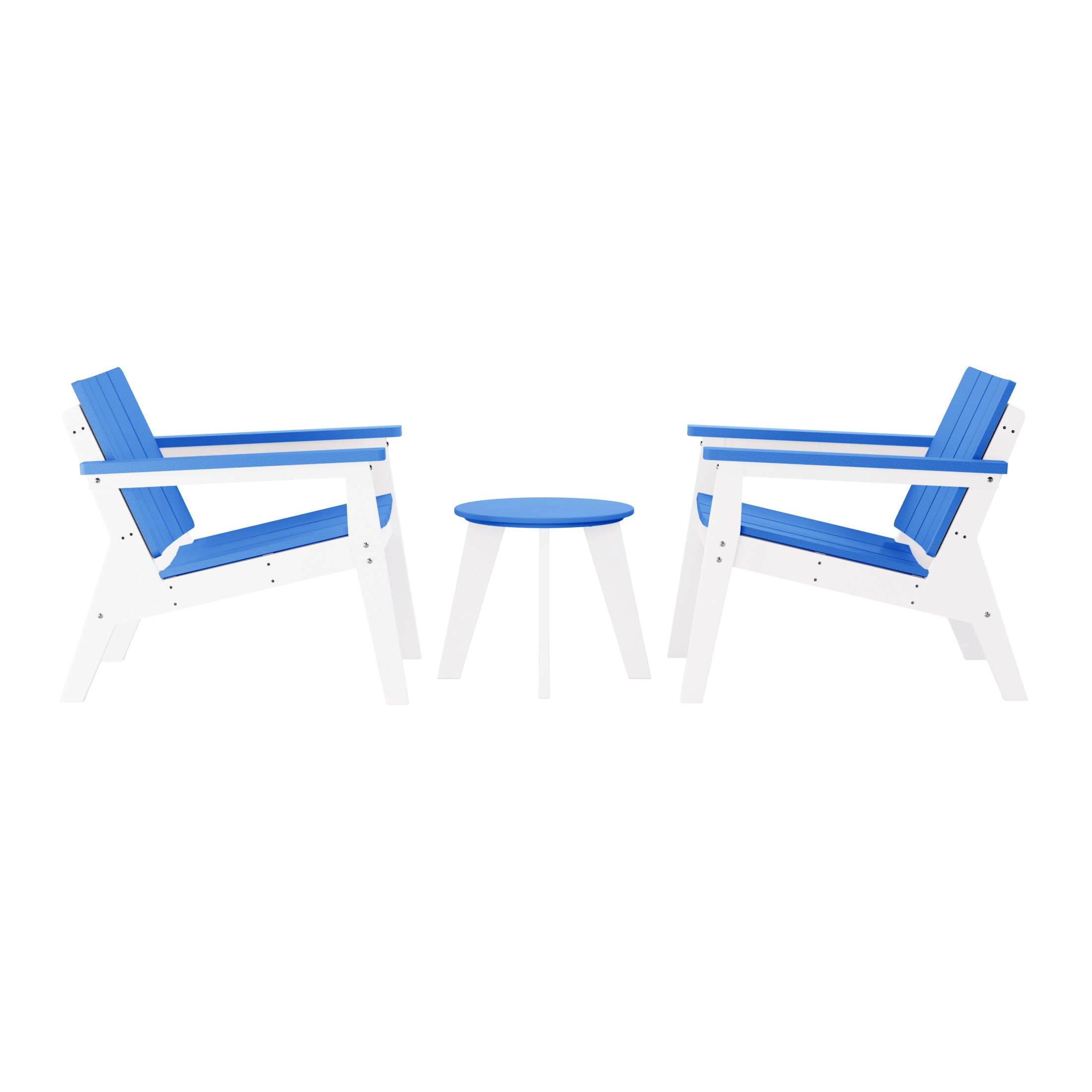 Pacifica 3-Piece Outdoor HDPE Conversation Set with Deep Seating Chairs and Round Side Table