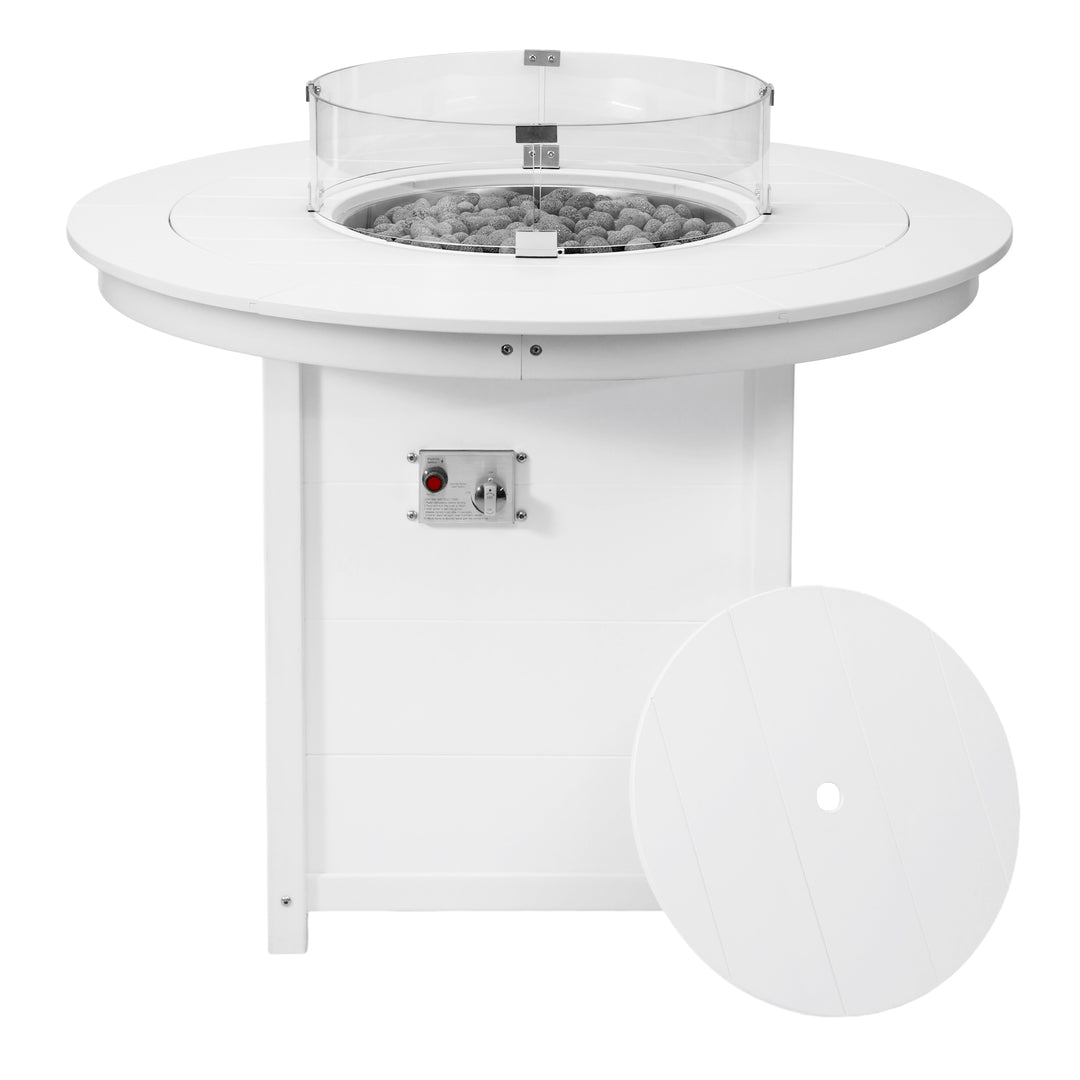 Helios 47" Modern Outdoor Patio Propane Round Counter Height Fire Pit Table