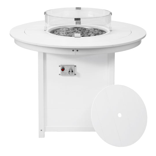 Helios 47" Modern Outdoor Patio Propane Round Counter Height Fire Pit Table