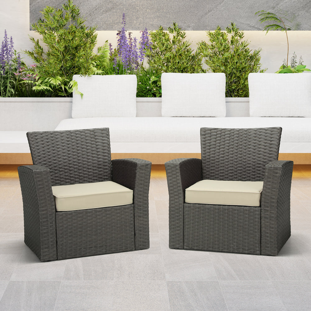 Solace Outdoor Patio Furniture Seat Chair Square Cushions with Piping. Set of 2, 20" x 19"
