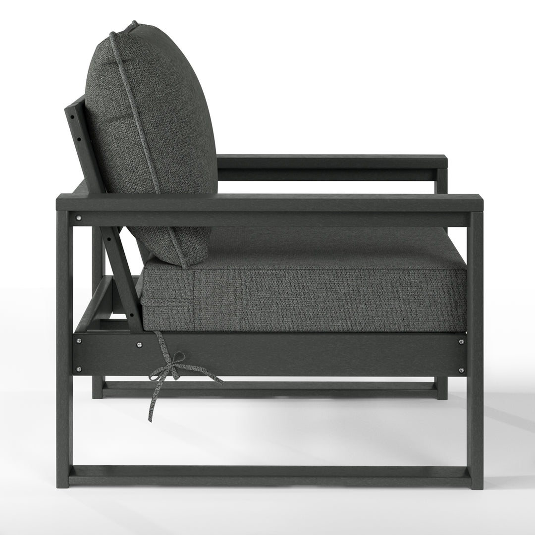 Outdoor Modern HDPE Patio Club Chair with Waterproof Deep Seat Cushions