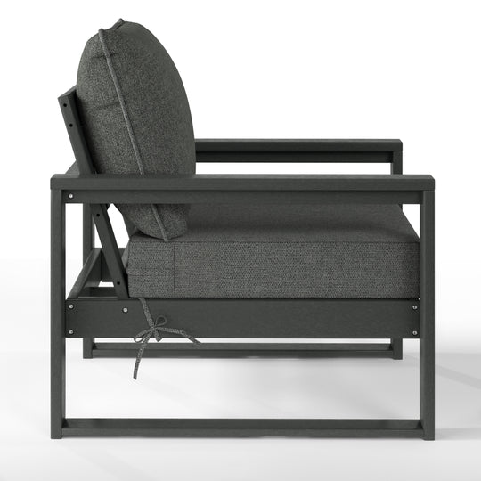 Outdoor Modern HDPE Patio Club Chair with Waterproof Deep Seat Cushions