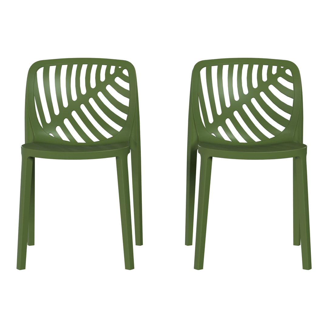 Playa Outdoor Modern Stackable Polypropylene Plastic Patio Bistro Dining Side Chairs (Set of 2)