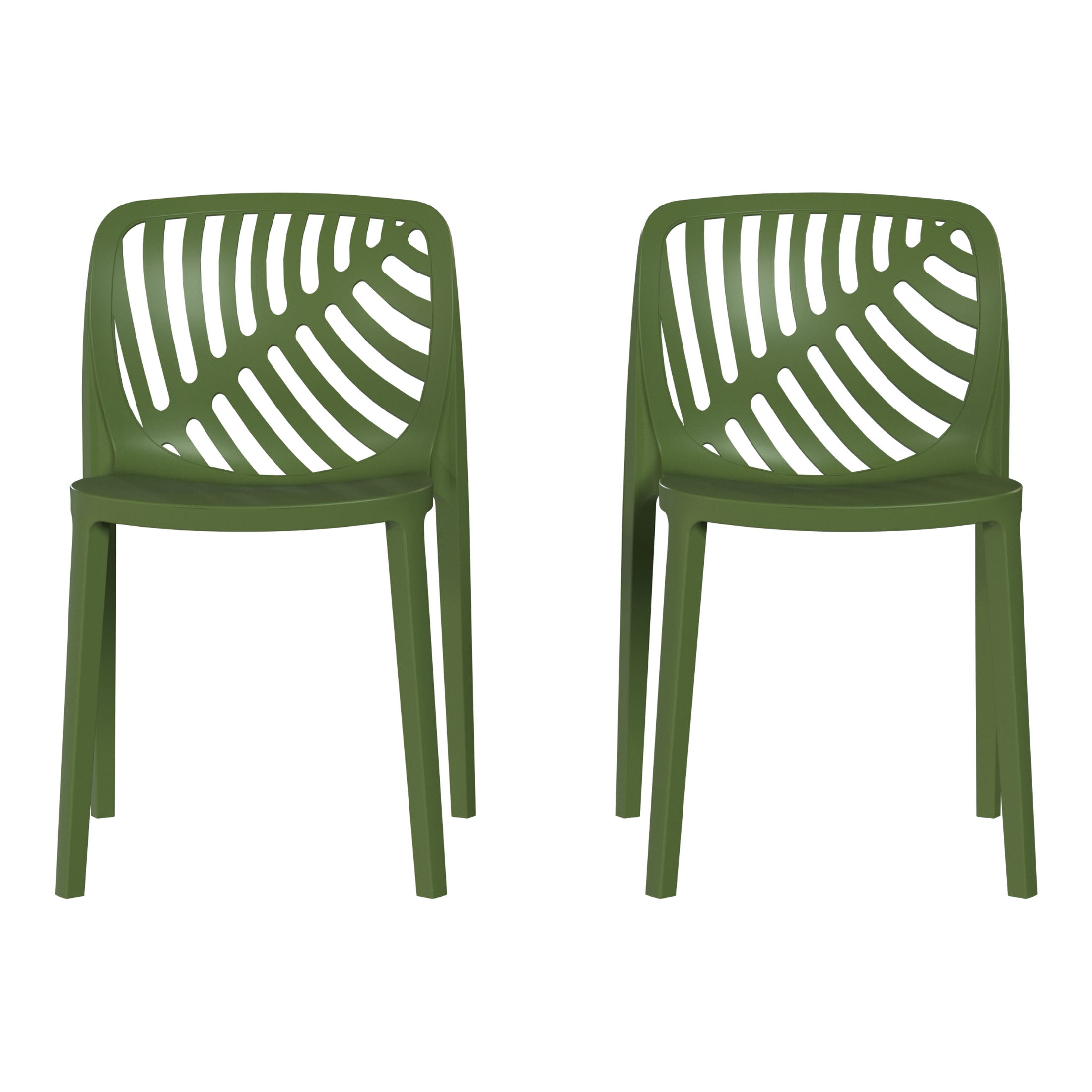Playa Outdoor Modern Stackable Polypropylene Plastic Patio Bistro Dining Side Chairs (Set of 2)