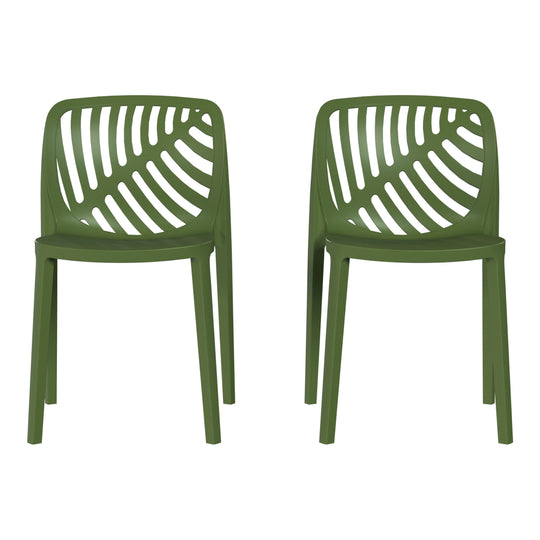 Playa Outdoor Modern Stackable Polypropylene Plastic Patio Bistro Dining Side Chairs (Set of 2)