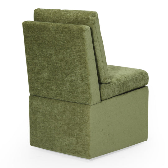 Soho Modern Upholstered Chenille Armless Dining Chairs With Casters