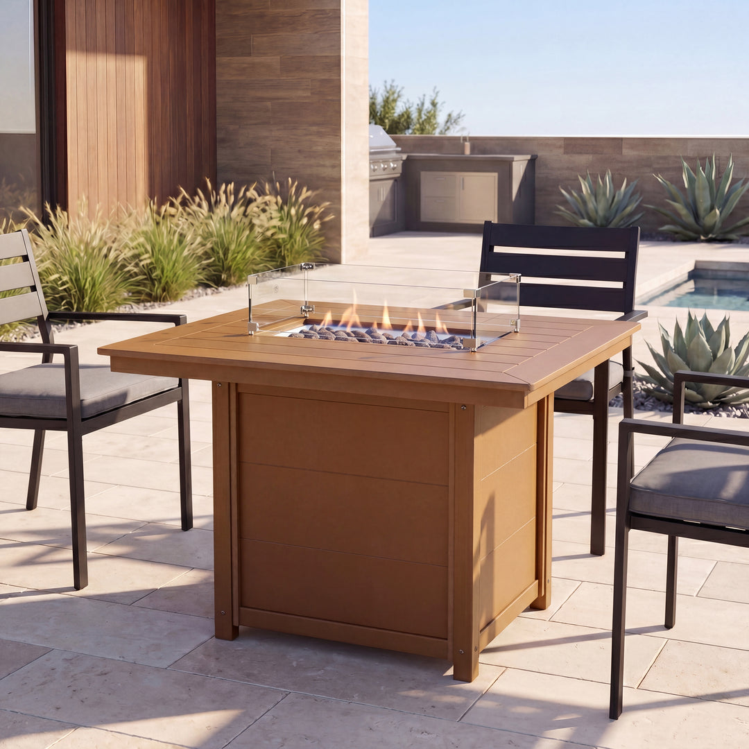 Helios 46" Modern Outdoor Patio Gas Propane Rectangular Fire Pit Table