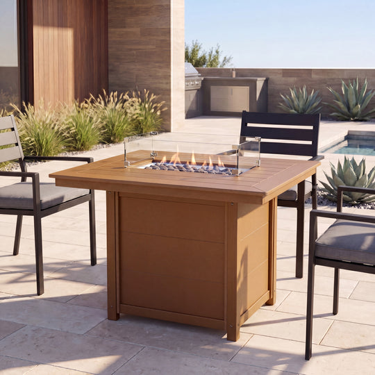 Helios 46" Modern Outdoor Patio Gas Propane Rectangular Fire Pit Table