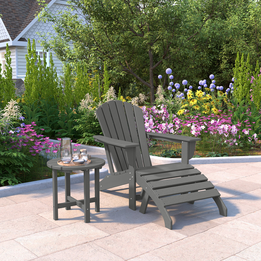Dylan Outdoor Adirondack Chair With Ottoman And Side Table 3-Piece Set