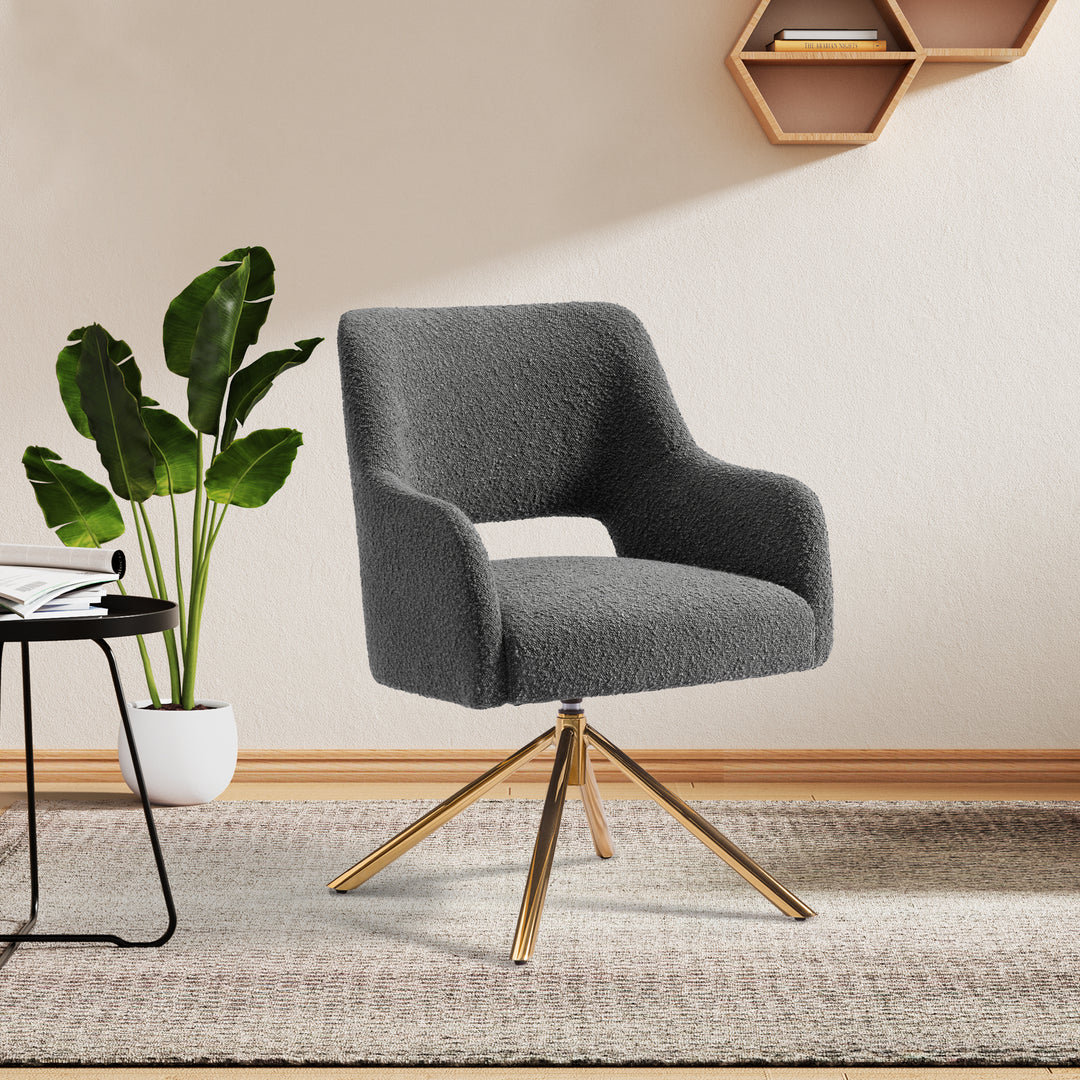 Genevieve Mid-Century Modern Wide Boucle Swivel Accent Arm Chair (Set of 4)