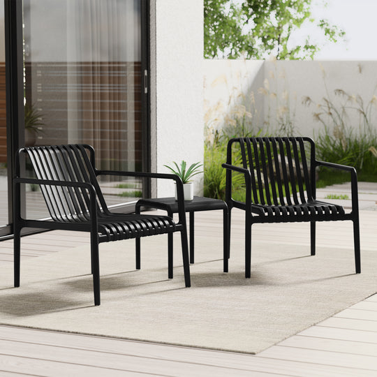 Playa Outdoor Modern Stackable Plastic Patio Club Armchairs (Set of 2)