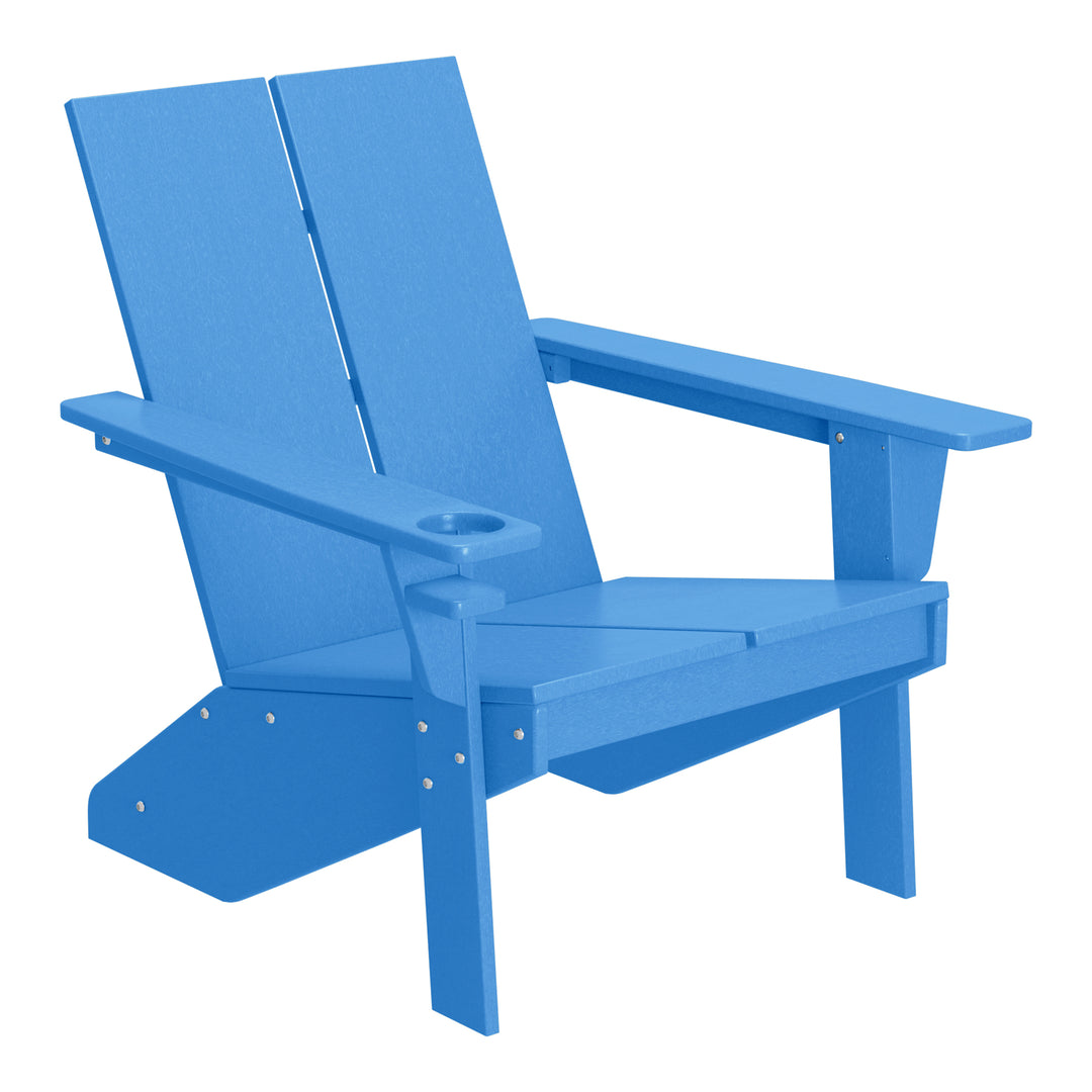 Riviera Outdoor 4-Piece HDPE Modern Adirondack Chairs Set with Folding Patio Ottomans and Cup Holder
