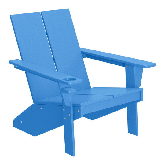 Riviera Outdoor 4-Piece HDPE Modern Adirondack Chairs Set with Folding Patio Ottomans and Cup Holder