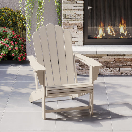 Highland Outdoor Patio HDPE Adirondack Chair With Cup Holder