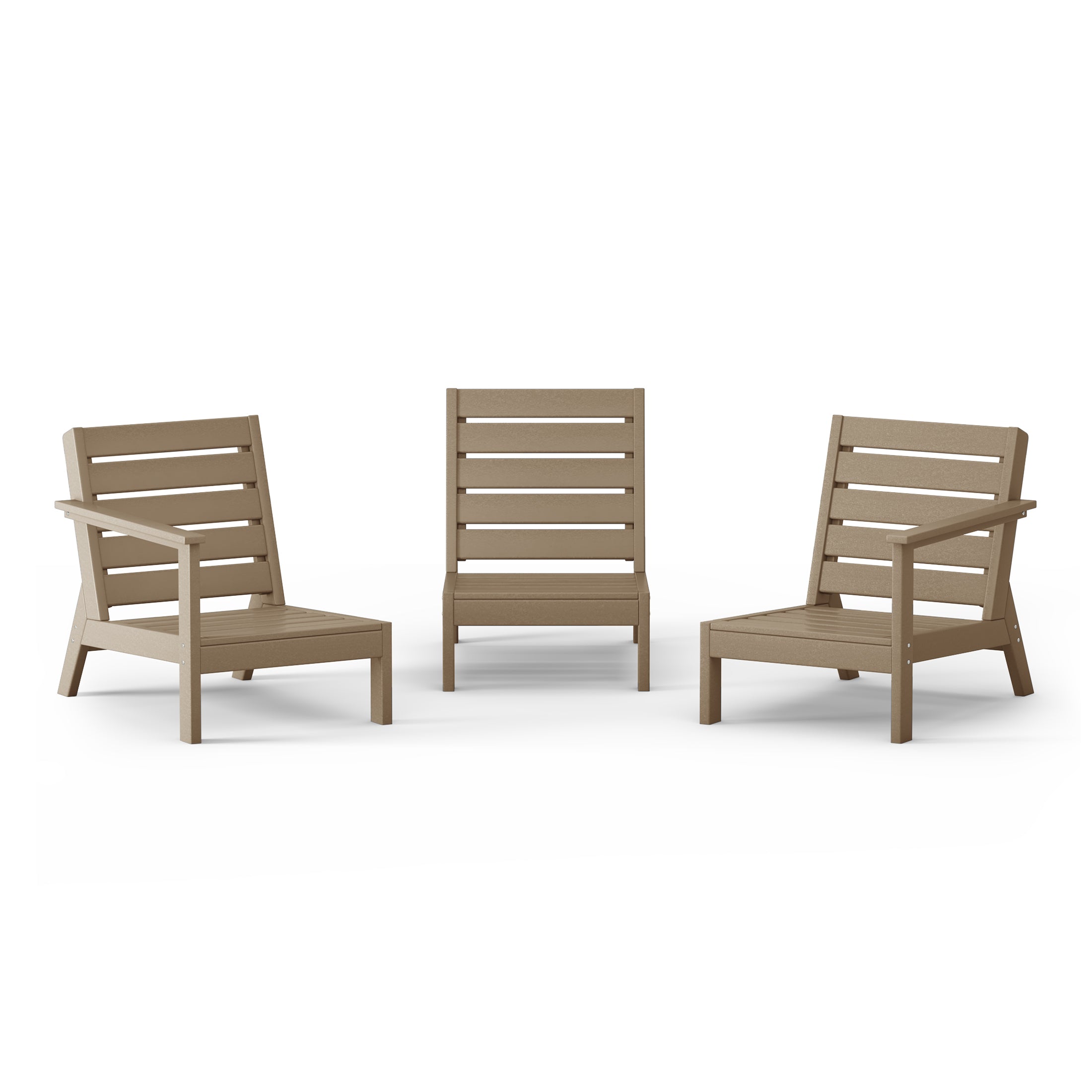 Avalon Outdoor Patio 3-Piece HDPE Deep Seating Sectional Sofa