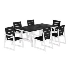 Cape May 7-Piece HDPE Outdoor Furniture Patio Dining Table With Umbrella Hole and Chairs Set For 6