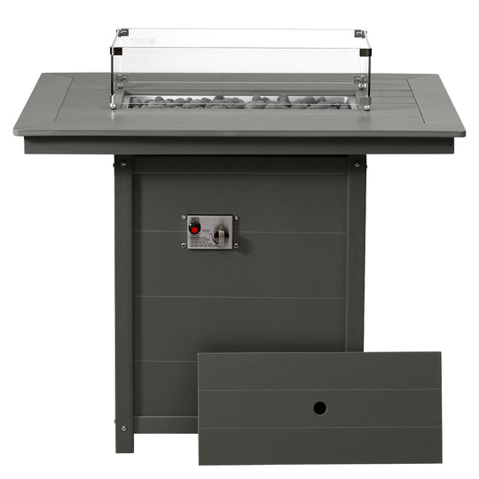 Helios 46" Modern Outdoor Patio Gas Propane Rectangle Fire Pit Table