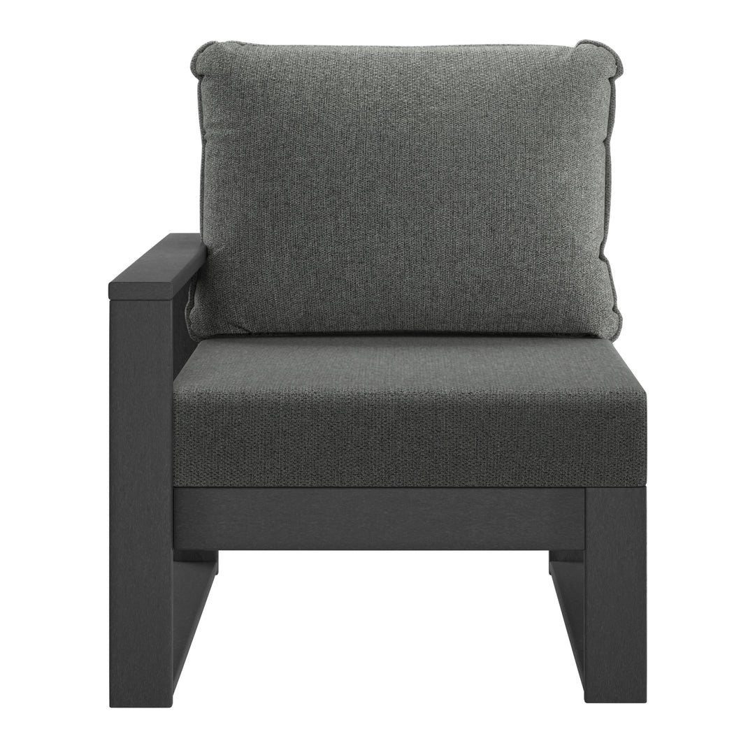 Outdoor HDPE Left Arm Sectional Patio Corner Club Chair with Patio Cushions