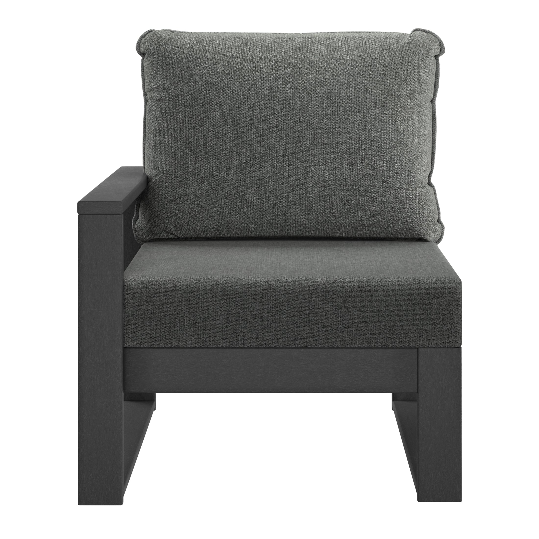 Montara Outdoor HDPE Left Arm Sectional Patio Corner Club Chair with Patio Cushions