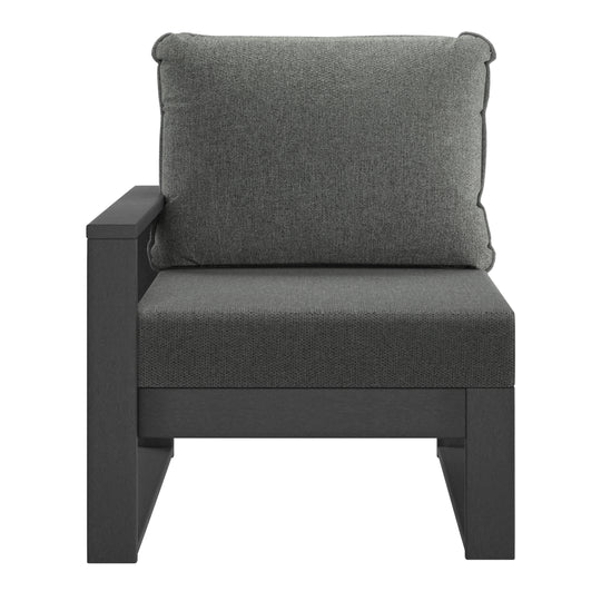 Outdoor HDPE Left Arm Sectional Patio Corner Club Chair with Patio Cushions