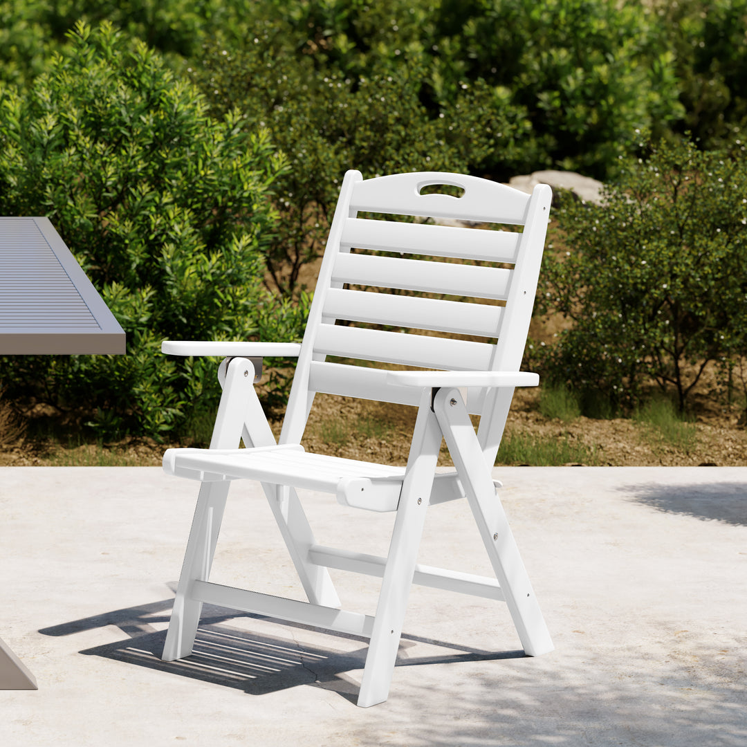 Malibu HDPE Adjustable Highback Folding Patio Dining Chair