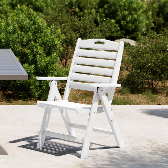 Malibu HDPE Adjustable Highback Folding Patio Dining Chair