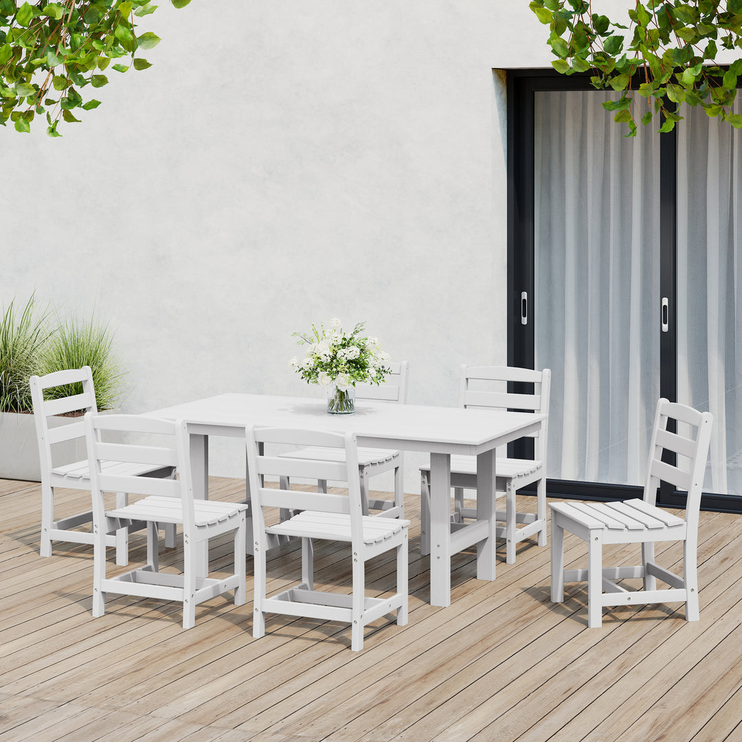 Ashore 7-Piece HDPE Outdoor Rectangular Patio Dining Table Set with Side Chairs