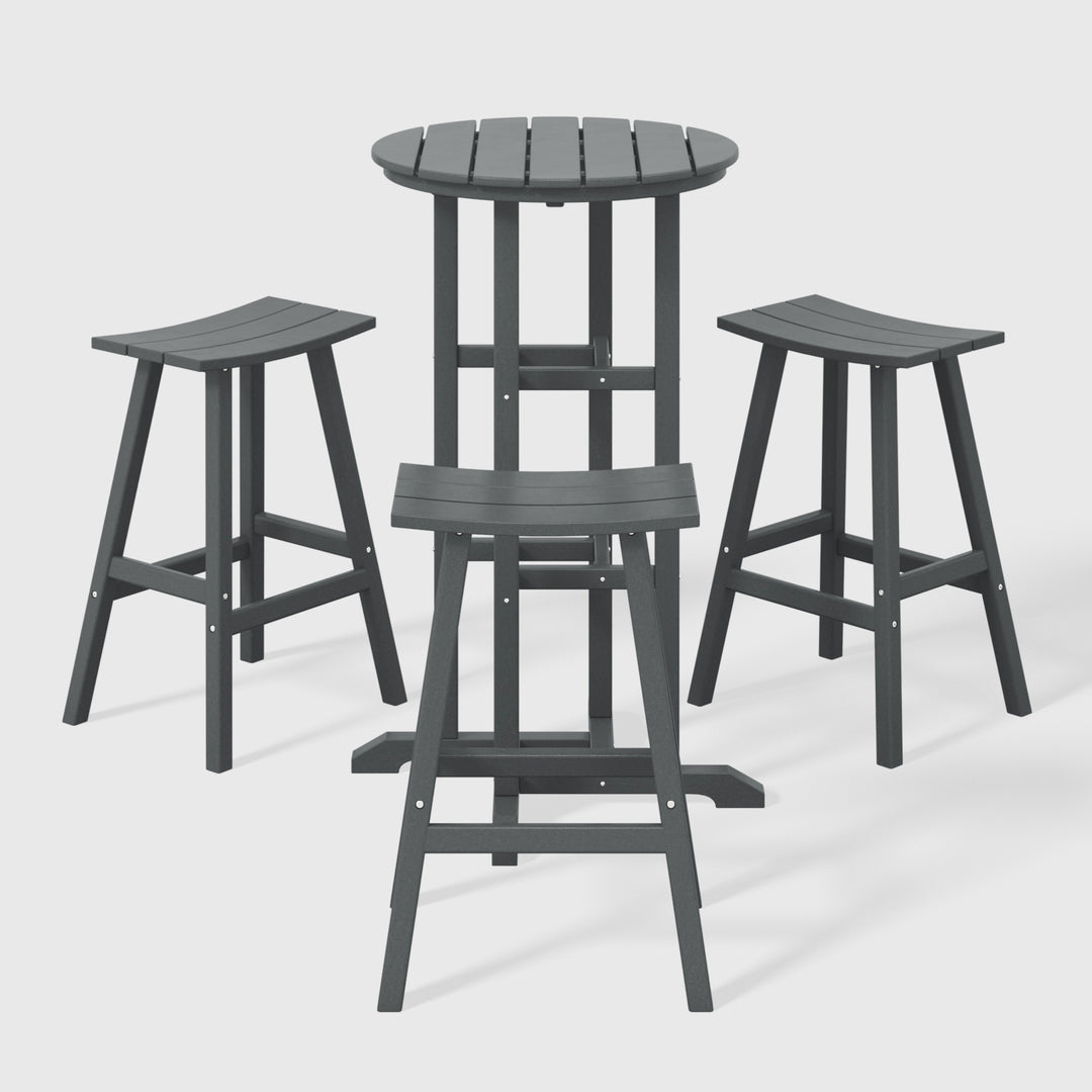 Malibu Outdoor Patio Bar Height Table and Bar Stool 3-Piece Set