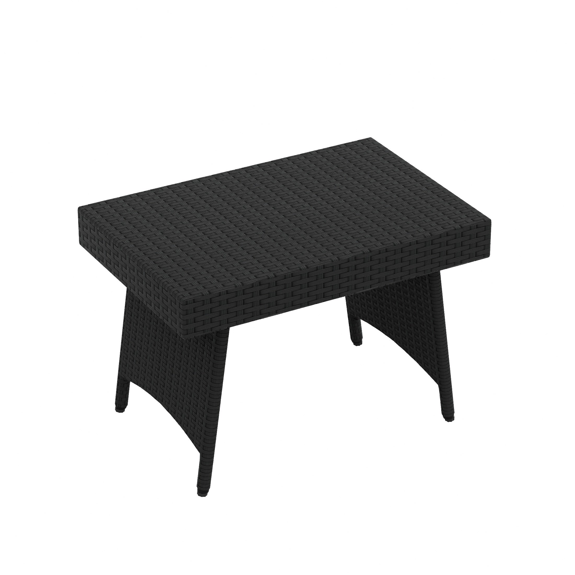 Coastal Plastic Rattan Wicker Outdoor Patio Folding Side Table