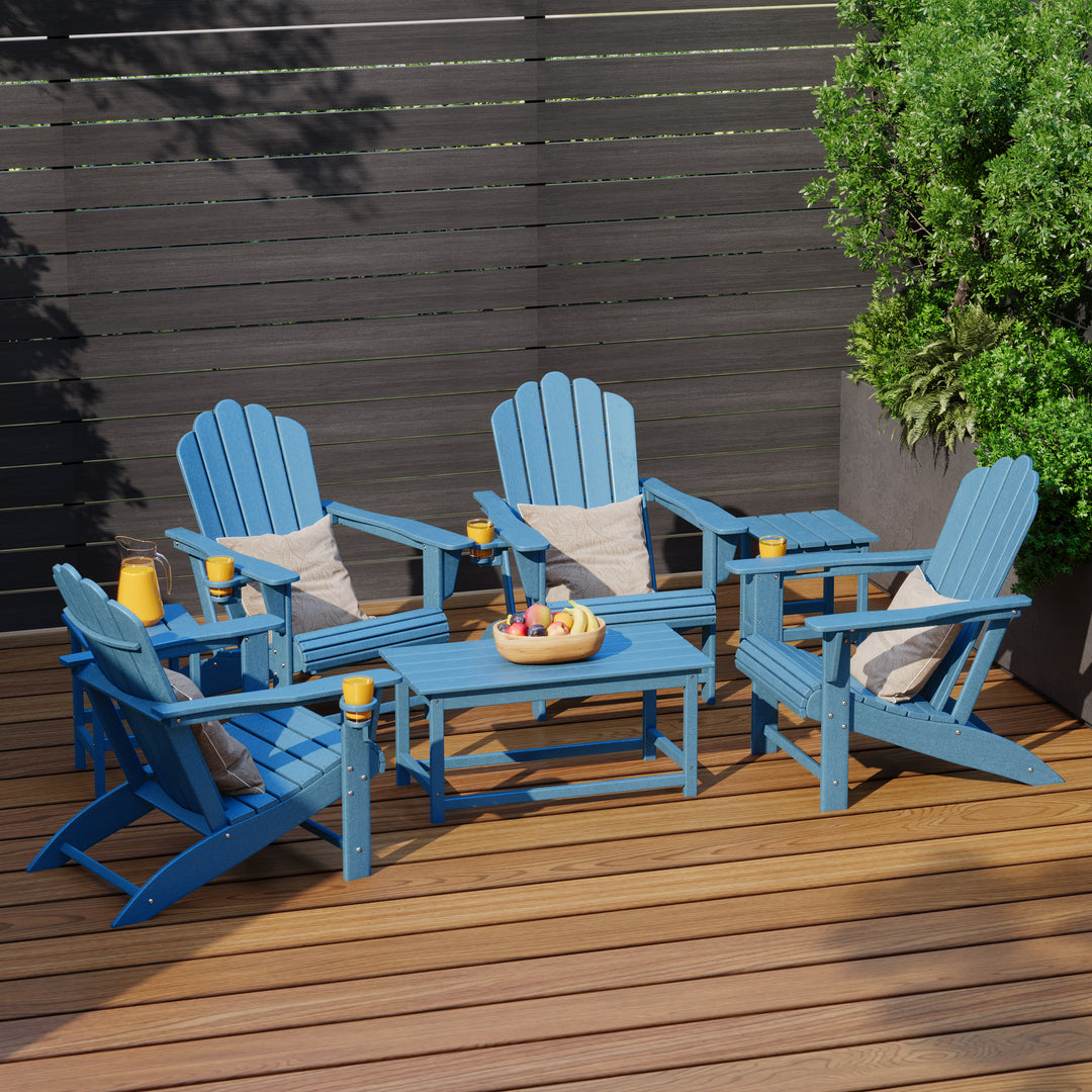 Highland 7-Piece HDPE Outdoor Patio Furniture Adirondack Conversation Set